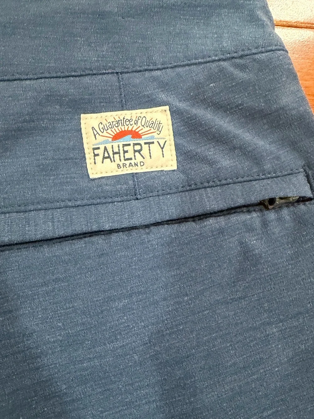 Faherty Mens Blue Interior Drawstring Zip Fly All Day Shorts Sz. 28